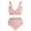 Plus Size Twisted Striped Bikini Swimwear - LIGHT ORANGE 5X