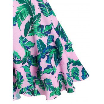 Palm Leaves Print Overlap Cami Dress