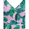 Palm Leaves Print Overlap Cami Dress - PINK L