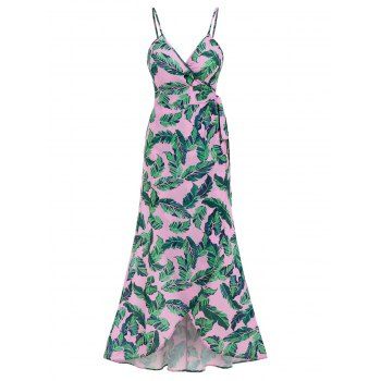 

Palm Leaves Print Maxi Wrap Dress, Green