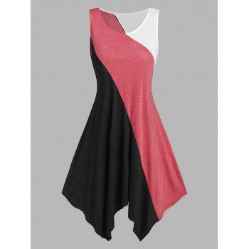 

Sleeveless Contrast Handkerchief Dress, Multicolor