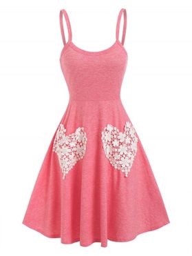 Flower Heart Lace Pockets Cami Dress