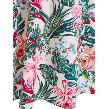 Tropical Allover Leaf Flower Print Cross Long Cami Beach Dress