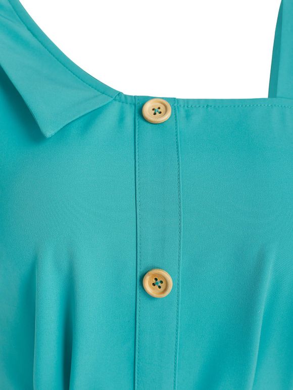 Blouse Ceinturée Boutonnée - Bleu clair XL