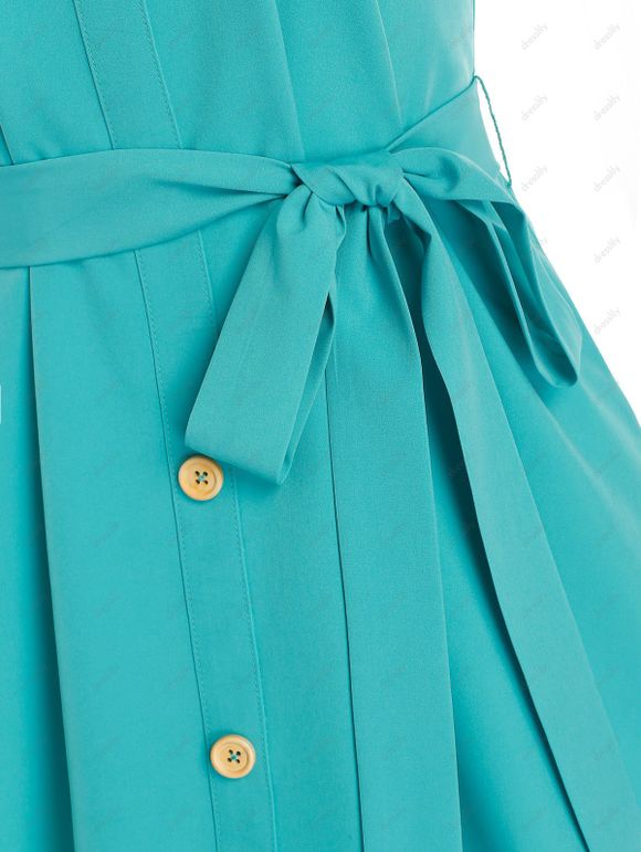 Blouse Ceinturée Boutonnée - Bleu clair XL