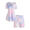 Ensemble de Short Long Teinté de Grande Taille à Col V - multicolor 5X