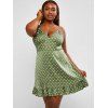 Plus Size Polka Dot Ruffled Hem Cami Dress - GREEN 4XL