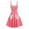 Flower Heart Lace Pockets Cami Dress - LIGHT PINK M