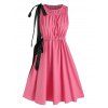 Mini Robe Nouée Décontractée sans Manches à Cordon en Ligne A - Rose clair XXL