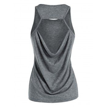 

Cut Out Draped Heathered Tank Top, Gray