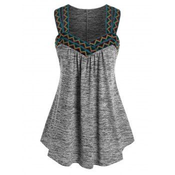 

Plus Size Dual Strap Marled Tank Top, Gray