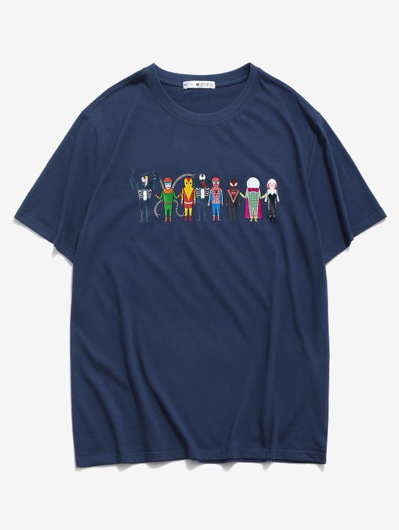 T-shirt Graphique Merveille Spider-Man à Col Rond - Bleu Foncé Toile de Jean S