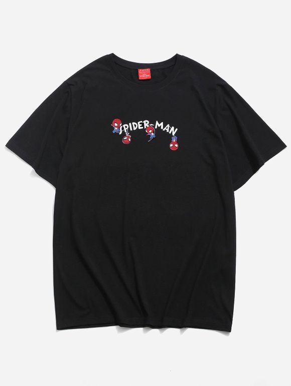 T-shirt de Base Lettre Marvel Spider-Man - Noir S
