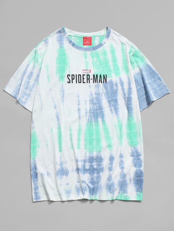 T-shirt Teinté à Imprimé Merveille Spider-Man - Turquoise Moyenne S