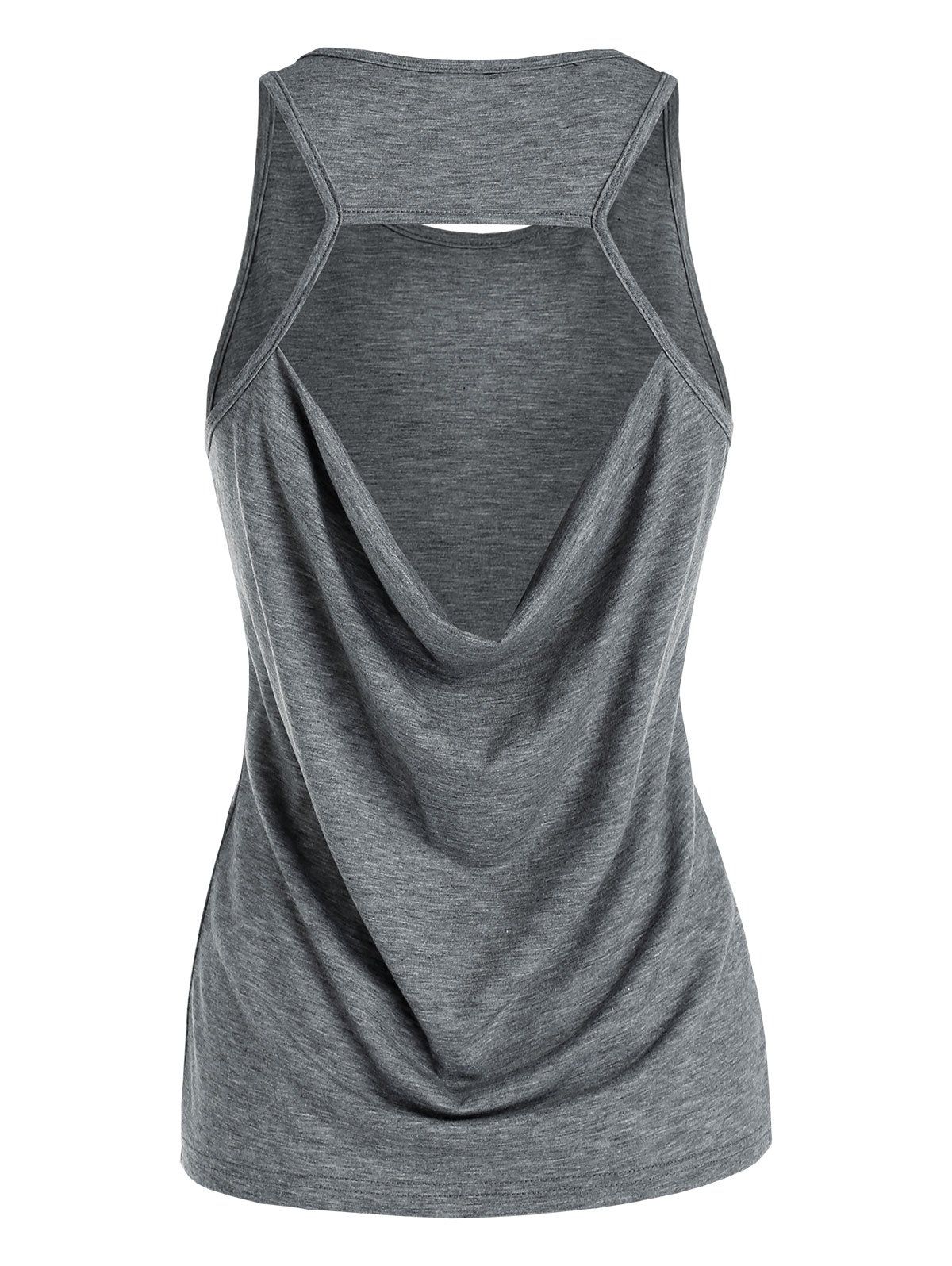 Cut Out Draped Heathered Tank Top - GRAY XL