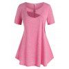 T-shirt Tunique Découpé à Manches Courtes de Grande Taille - Rose clair L