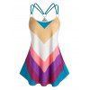 Débardeur Rayé Coloré Anneau en O de Grande Taille - multicolor 5X