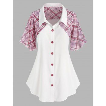

Plus Size Plaid Panel Button Up Blouse, Multicolor