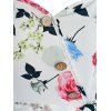Flower Print Mock Button Cold Shoulder Belted Blouse - WHITE L