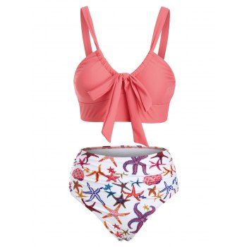 

Marine Life Knot Ruched Full Coverage Bikini Swimwear, Orange