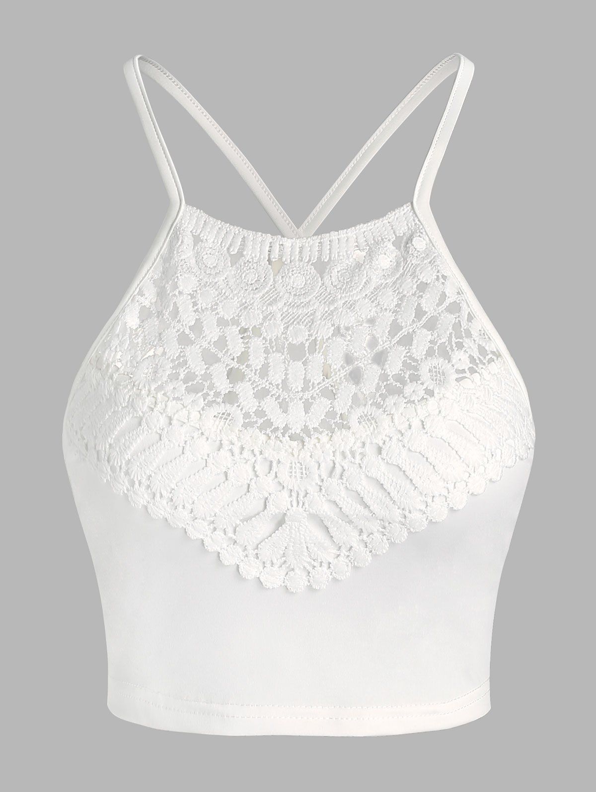 [31% OFF] 2021 Lace Insert Cropped Cami Top In WHITE | DressLily