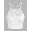 Haut Court à Bretelle en Dentelle Insérée - Blanc XXXL