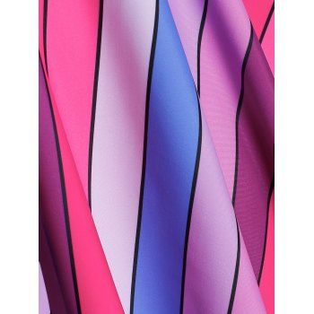 Plus Size Tied Colorful Striped Empire Waist Tankini Swimwear