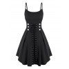 Robe à Bretelle Fine Boutonnée à Lacets - Noir M