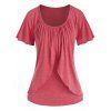 T-shirt Chiné Superposé à Manches Raglan - Rouge L