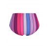 Plus Size Tied Colorful Striped Empire Waist Tankini Swimwear - multicolor 1X