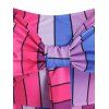 Plus Size Tied Colorful Striped Empire Waist Tankini Swimwear - multicolor 1X