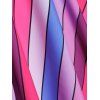 Plus Size Tied Colorful Striped Empire Waist Tankini Swimwear - multicolor 5X
