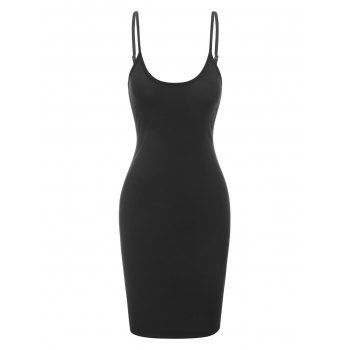 

Spaghetti Strap Plain Mini Bodycon Dress, Black
