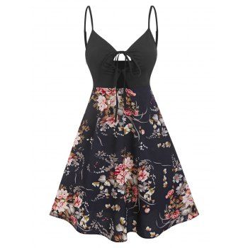 

Floral Print Spaghetti Strap Keyhole Dress, Multicolor