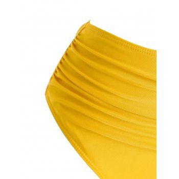 Plus Size Flower Leaf Dual Strap Ruched Tankini Swimwear