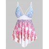 Maillot de Bain Tankini Découpé Imprimé à Taille Empire de Grande Taille - Blanc 2X