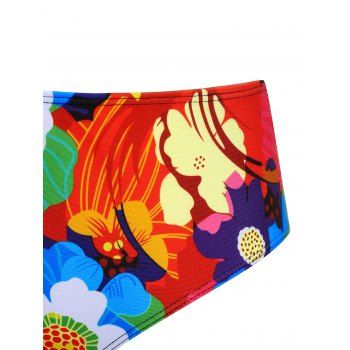 Plus Size Flounce Flower Print Tankini Swimwear with Skirt