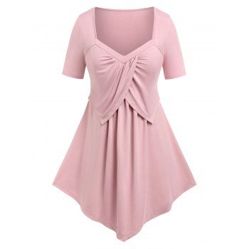 

Plus Size Corset Style Sweetheart Asymmetric T Shirt, Light pink