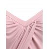 T-shirt Asymétrique Style Corset Grande Taille - Rose Léger L