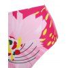 Plus Size Corset Style Flower Halter Lace-up Underwire Tankini Swimwear - LIGHT PINK 5X