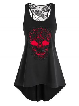 Skull Lace Panel Gothic Style Halloween Tank Top