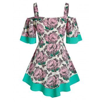 

Plus Size Floral Cold Shoulder Tunic Top, Multicolor