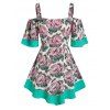Haut Tunique Fleuri Epaule Dénudée de Grande Taille - multicolor 2X