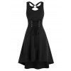 Robe Haute Basse sans Manches à Lacets à Taille Empire - Noir M