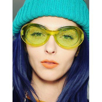 

Oval Transparent Frame Glitter Sunglasses, Lawn green