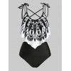 Maillot de Bain Tankini Croisé de Grande Taille à Volants - Noir 1X