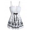 Maillot de Bain Tankini Plissé sur le Buste et à Imprimé Floral de Grande Taille - Blanc 3X