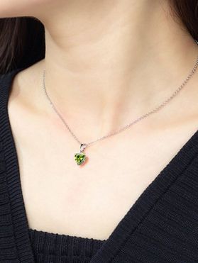 Heart Shaped Zircon Inlaid Necklace