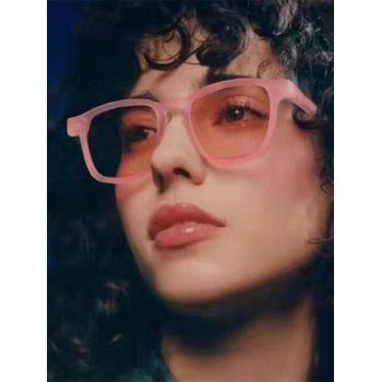 

Translucent Square Frame Sunglasses, Light pink