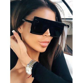

Oversize Flat Top Square Frame Sunglasses, Black
